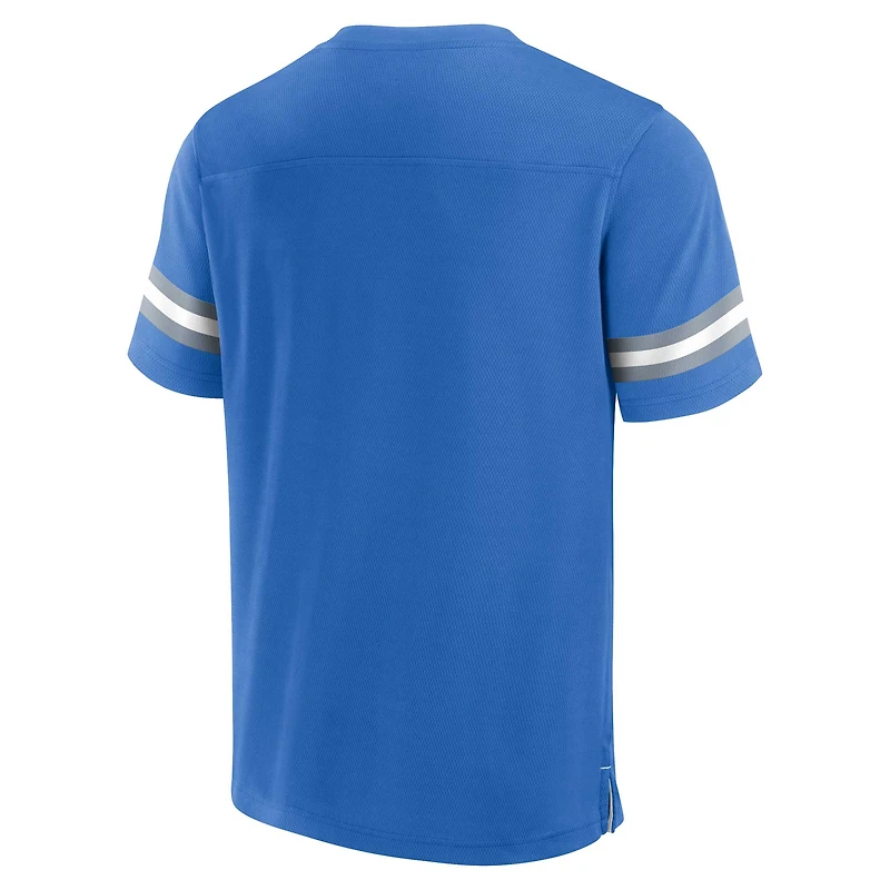 Men's Fanatics  Blue Detroit Lions Jersey Tackle V-Neck T-Shirt