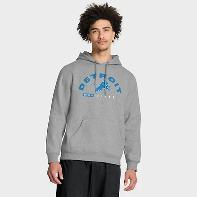 Sweat à capuche Fanatics pour homme, couleur charbon, motif héritage des Detroit Lions, retard de match