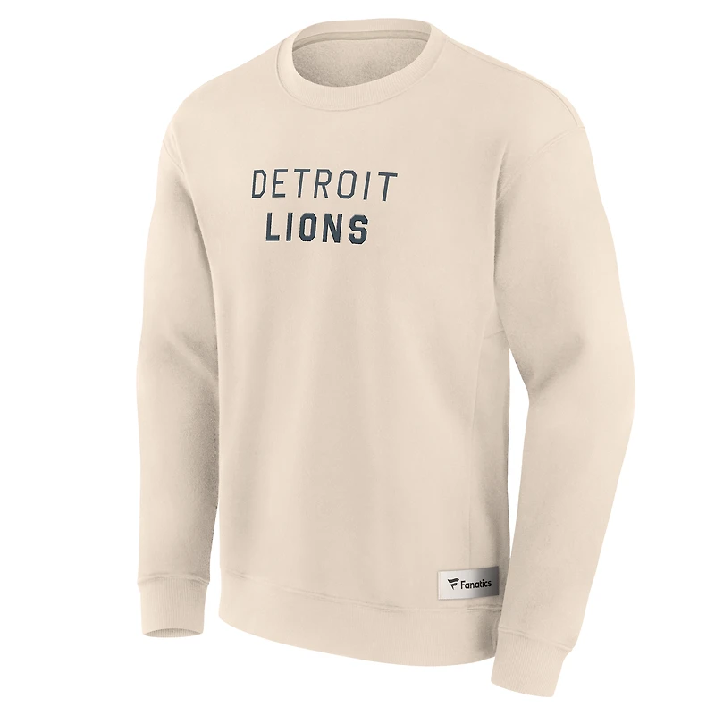 Men's Fanatics Cream Detroit Lions Elements Future Ground Lettering Pullover Sweatshirt