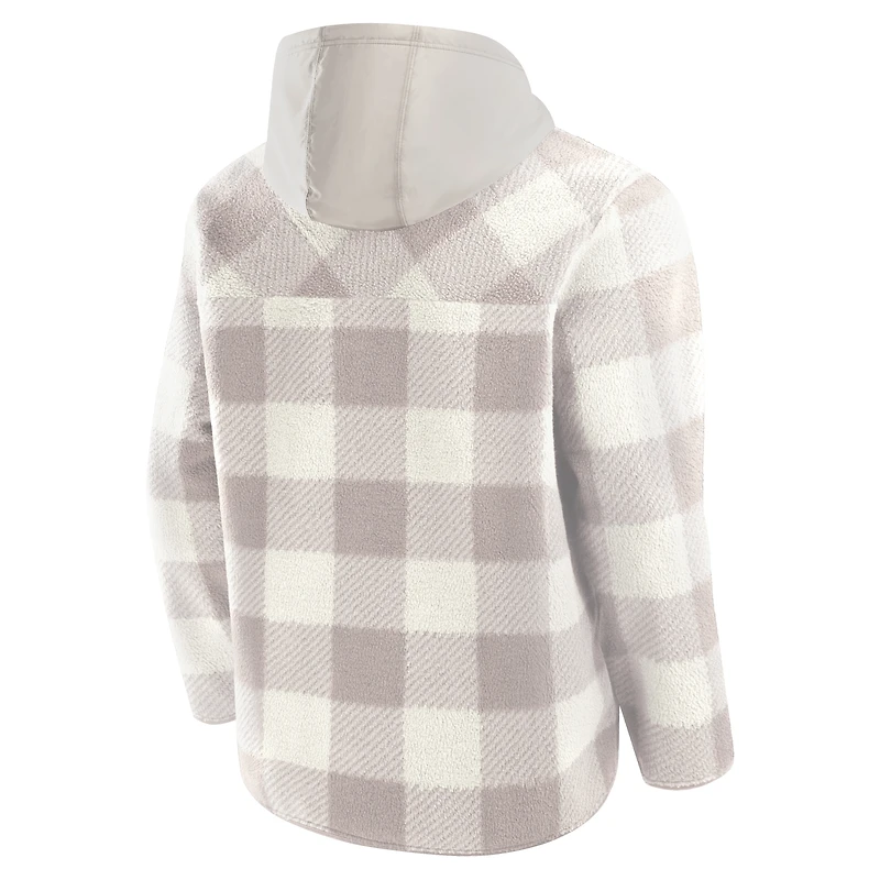 Men's Fanatics Gray Detroit Lions Elements Plaid Polar Fleece Quarter-Zip Hoodie