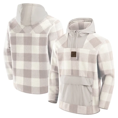 Men's Fanatics Gray Detroit Lions Elements Plaid Polar Fleece Quarter-Zip Hoodie