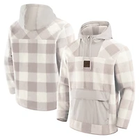 Men's Fanatics Gray Detroit Lions Elements Plaid Polar Fleece Quarter-Zip Hoodie