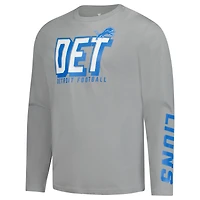 T-shirt à manches longues Fanatics pour hommes gris Detroit Lions