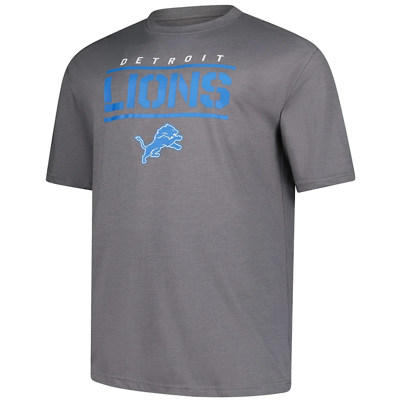 T-shirt Fanatics gris chiné pour homme, taille grande et grande, des Lions de Detroit.