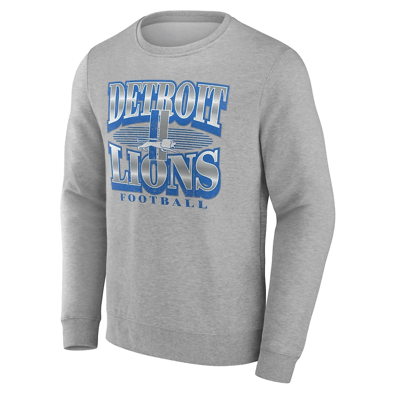Sweat-shirt en polaire Fanatics Heather Grey Detroit Lions Chance Throwback pour hommes
