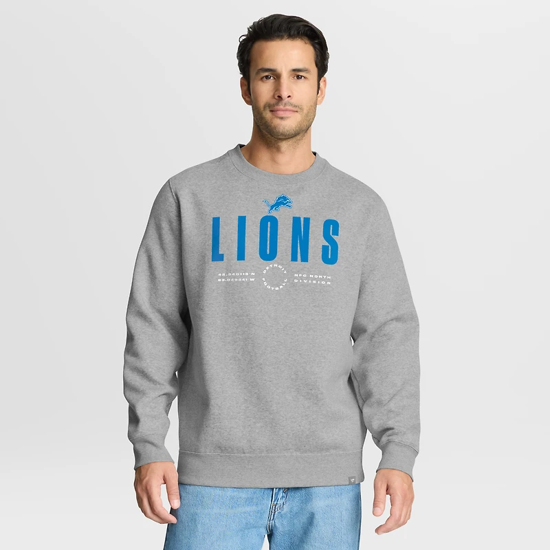 Men's Fanatics Heather Gray Detroit Lions Direct Handoff Legacy Pullover Sweatshirt