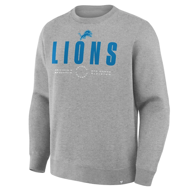 Men's Fanatics Heather Gray Detroit Lions Direct Handoff Legacy Pullover Sweatshirt