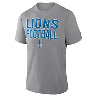 Men's Fanatics Heather Gray Detroit Lions First Down Tribute Tri-Blend T-Shirt