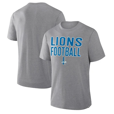 Men's Fanatics Heather Gray Detroit Lions First Down Tribute Tri-Blend T-Shirt