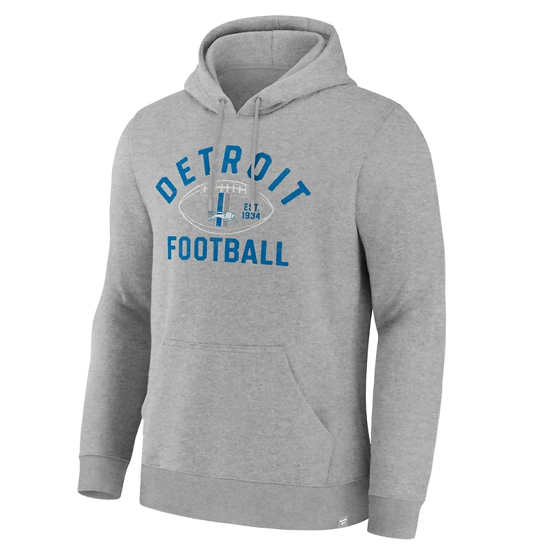 Men's Fanatics Heather Gray Detroit Lions Fumblerooski Legacy Pullover Hoodie