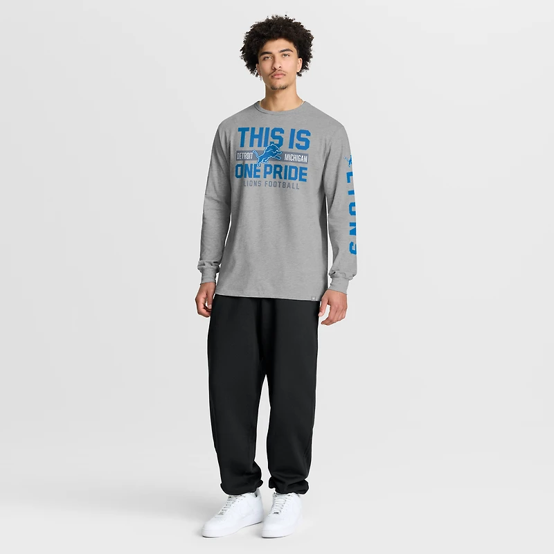 Men's Fanatics Heather Gray Detroit Lions Hometown Sweep Legacy Long Sleeve T-Shirt