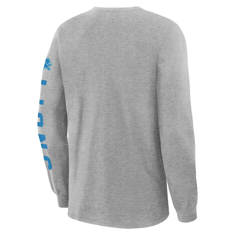 Men's Fanatics Heather Gray Detroit Lions Hometown Sweep Legacy Long Sleeve T-Shirt