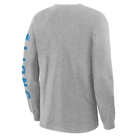 Men's Fanatics Heather Gray Detroit Lions Hometown Sweep Legacy Long Sleeve T-Shirt