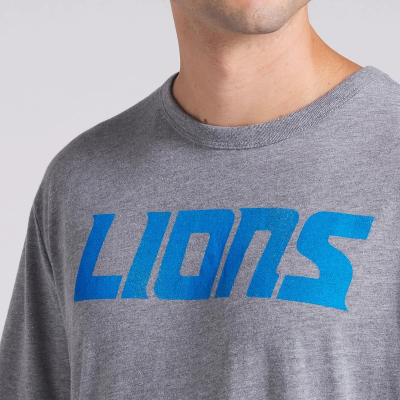 T-shirt tri-blend gris chiné Fanatics pour homme, Detroit Lions, Pass Rush