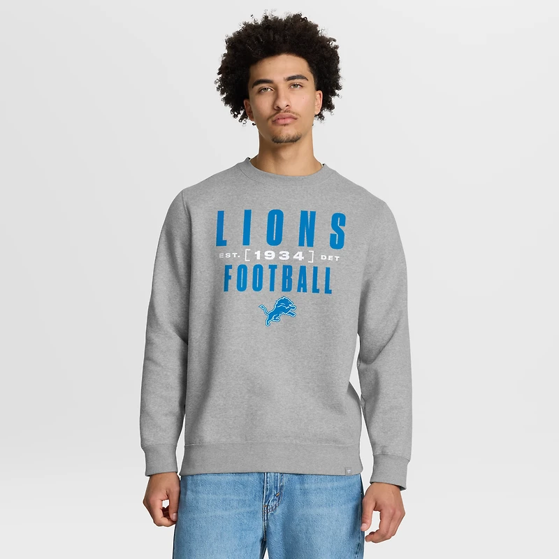 Sweat-shirt à capuche Fanatics gris chiné pour homme, motif puissant des Lions de Detroit