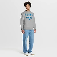 Men's Fanatics Heather Gray Detroit Lions Powerful Throw Legacy Pullover Sweatshirt