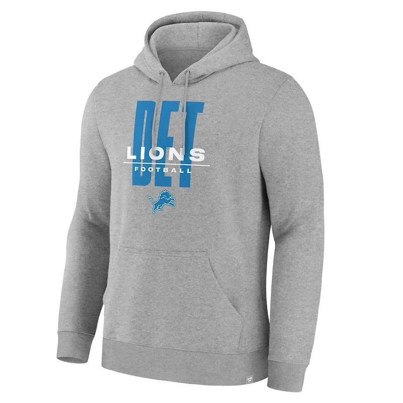 Men's Fanatics Heather Gray Detroit Lions Right Tackle Legacy Pullover Hoodie