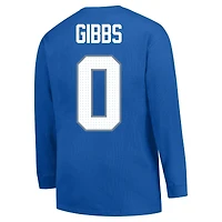 Men's Fanatics Jahmyr Gibbs Blue Detroit Lions Big & Tall Thermal Waffle Long Sleeve T-Shirt