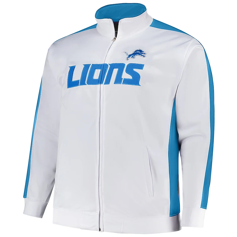 Veste de survêtement zippée en tricot blanche Fanatics Detroit Lions pour homme, grande et taille