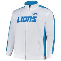 Veste de survêtement zippée en tricot blanche Fanatics Detroit Lions pour homme, grande et taille
