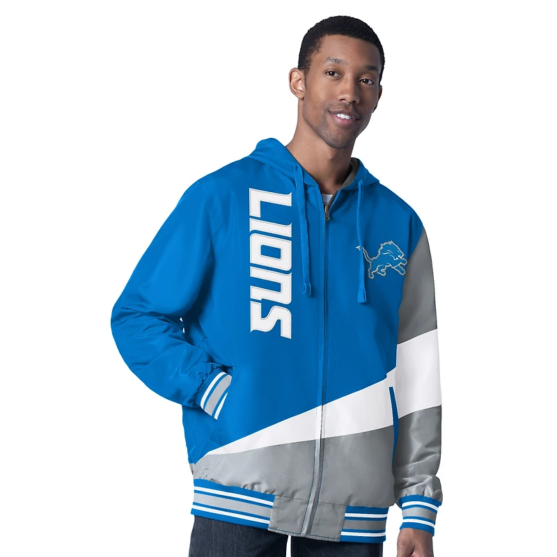 Veste à capuche réversible fermeture éclair intégrale G-III Sports by Carl Banks pour homme, bleu/anthracite, Detroit Lions Dual Threat