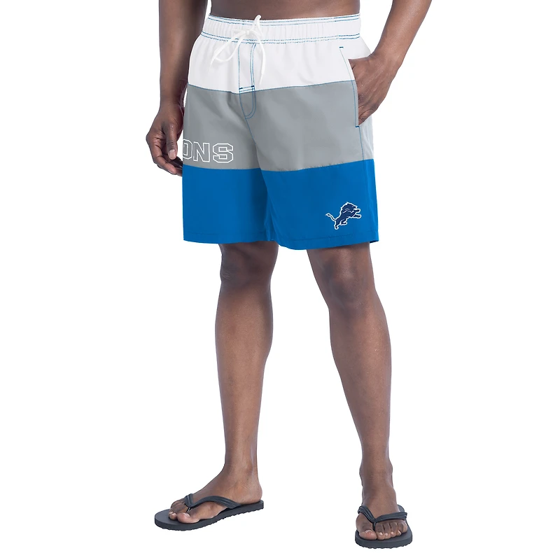 Men's G-III Sports by Carl Banks  Blue/Silver Detroit Lions Sunrise Volley Swim Shorts