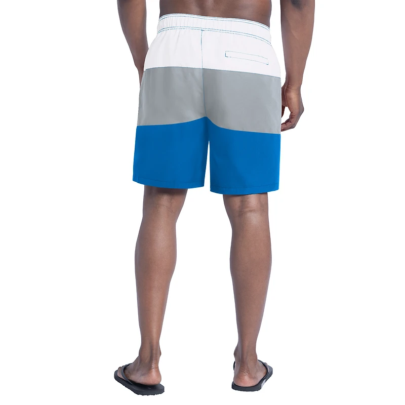 Short de bain Sunrise Volley bleu/argenté G-III Sports by Carl Banks pour homme des Detroit Lions