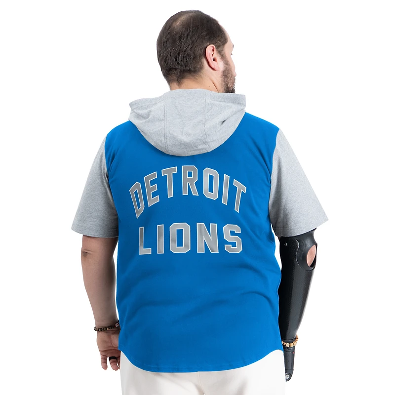 Men's G-III Sports by Carl Banks  Blue Detroit Lions Adaptive Home Team Magnetic Button-Up Hooded Top