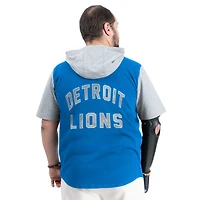 Men's G-III Sports by Carl Banks  Blue Detroit Lions Adaptive Home Team Magnetic Button-Up Hooded Top