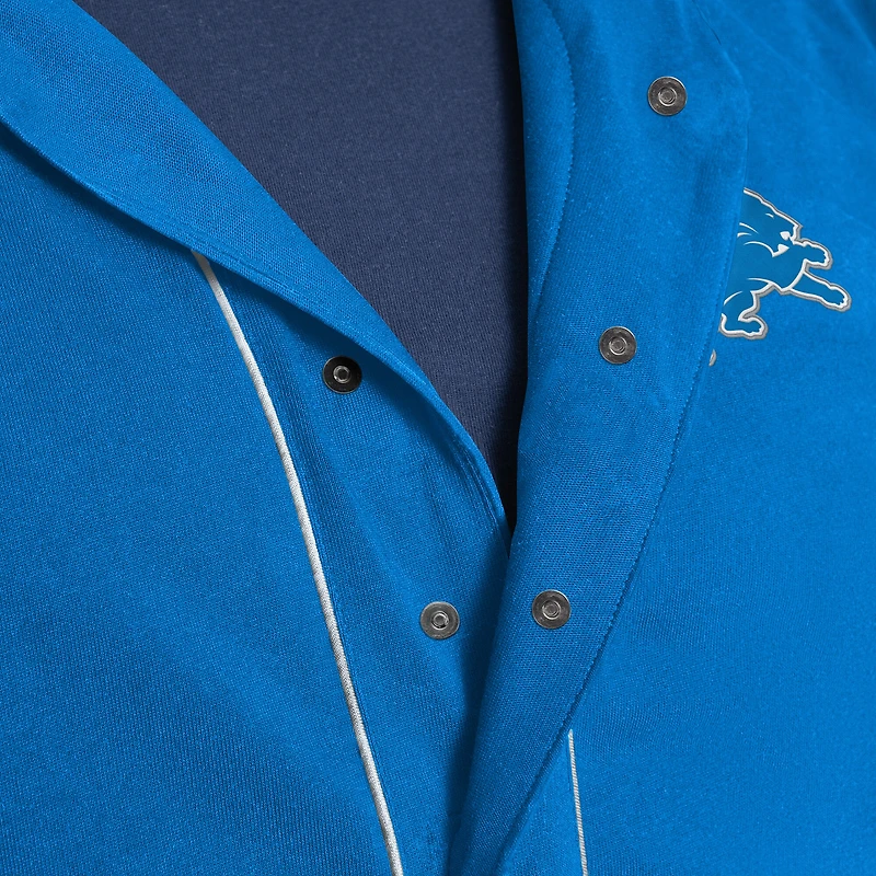 Men's G-III Sports by Carl Banks  Blue Detroit Lions Adaptive Home Team Magnetic Button-Up Hooded Top