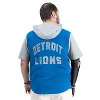 Men's G-III Sports by Carl Banks  Blue Detroit Lions Adaptive Home Team Magnetic Button-Up Hooded Top