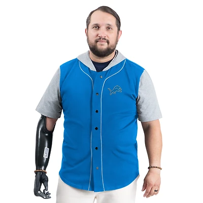 Men's G-III Sports by Carl Banks  Blue Detroit Lions Adaptive Home Team Magnetic Button-Up Hooded Top