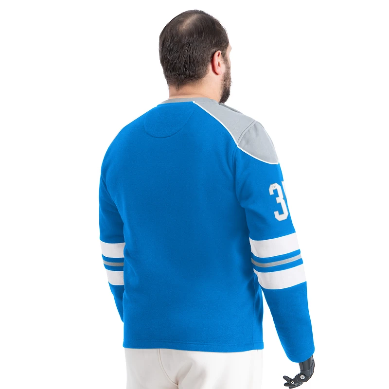 Men's G-III Sports by Carl Banks Blue Detroit Lions Adaptive Lord Stanley Crewneck Sweatshirt