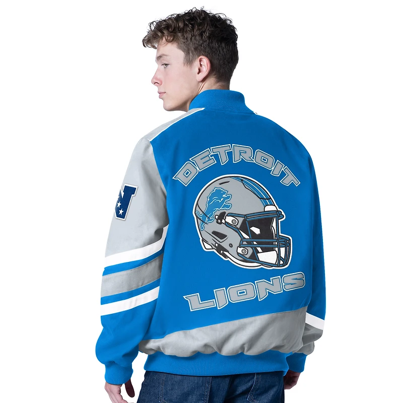 Veste de course G-III Sports by Carl Banks bleue Detroit Lions Prime Time à boutons-pression pour homme