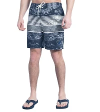 Short de bain Horizon Volley pour homme G-III Sports by Carl Banks bleu marine/gris des Detroit Lions