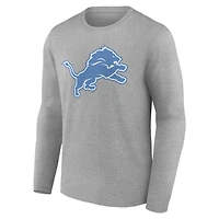 T-shirt à manches longues gris authentique pour homme des Detroit Lions, personnalisé avec nom et numéro.