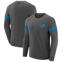 Sweat-shirt à manches longues raglan tri-blend gris chiné foncé J. Palmer pour homme, des Lions de Detroit