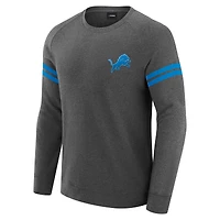 Sweat-shirt à manches longues raglan tri-blend gris chiné foncé J. Palmer pour homme, des Lions de Detroit