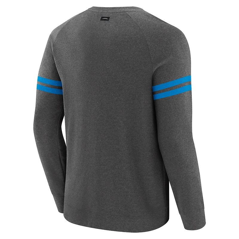Men's J. Palmer Dark Heather Gray Detroit Lions Players Lounge Raglan Tri-Blend Sweatshirt