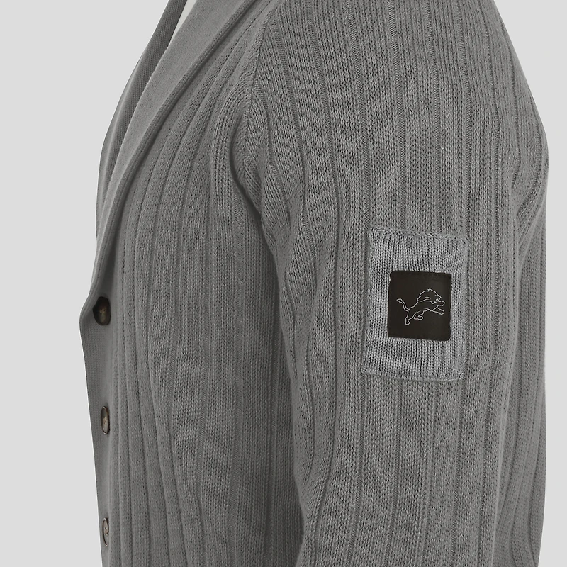 Men's J. Palmer Graphite Detroit Lions The Playmaker Cardigan Raglan Sweater