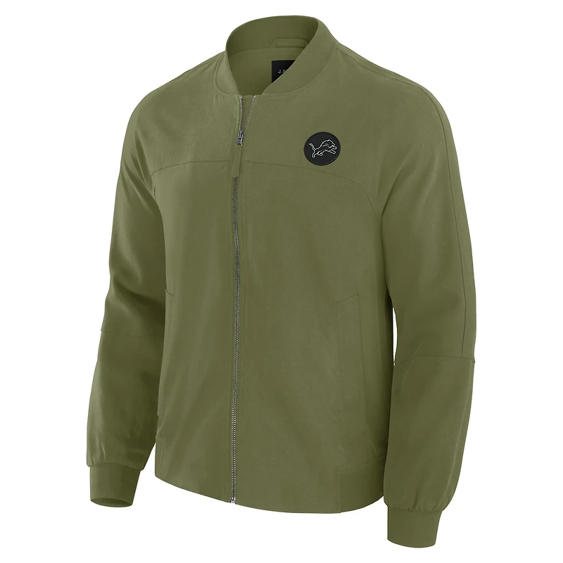 Men's J. Palmer Olive Detroit Lions Lightweight Cover-4 Tri-Blend Full-Zip Jacket