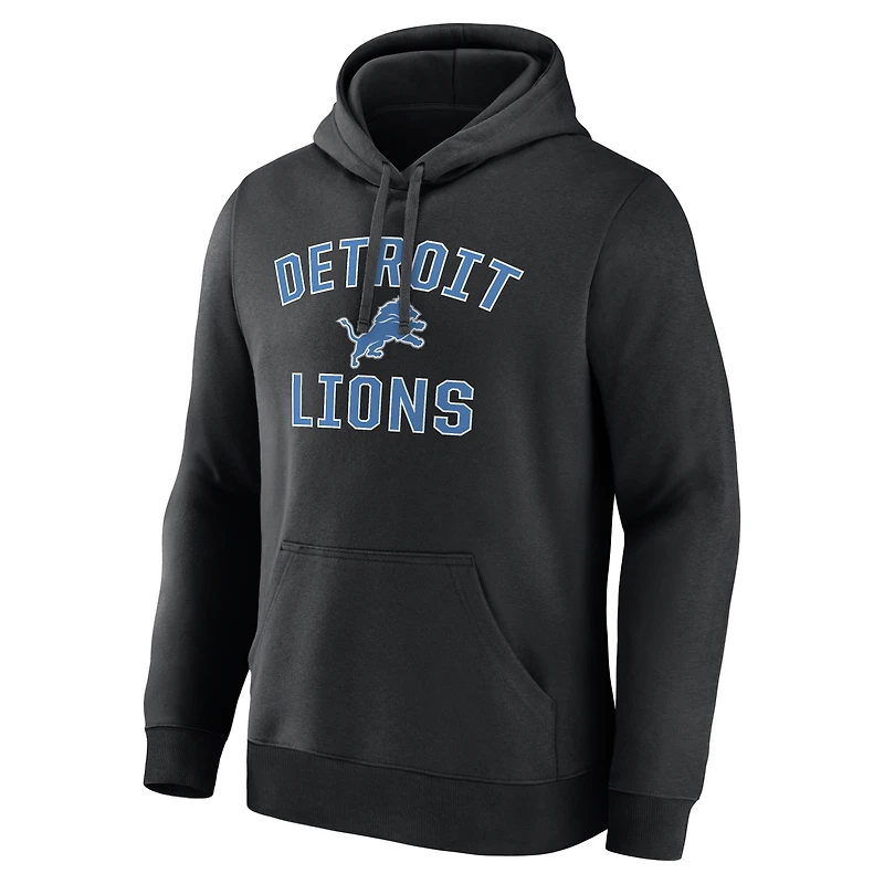 Men's Logo Athletic Black Detroit Lions Arch Victory Hoodie