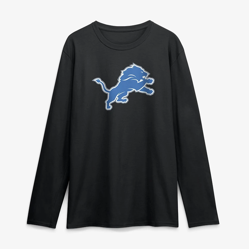 Men's Logo Athletic Black Detroit Lions Primary Long Sleeve T-Shirt