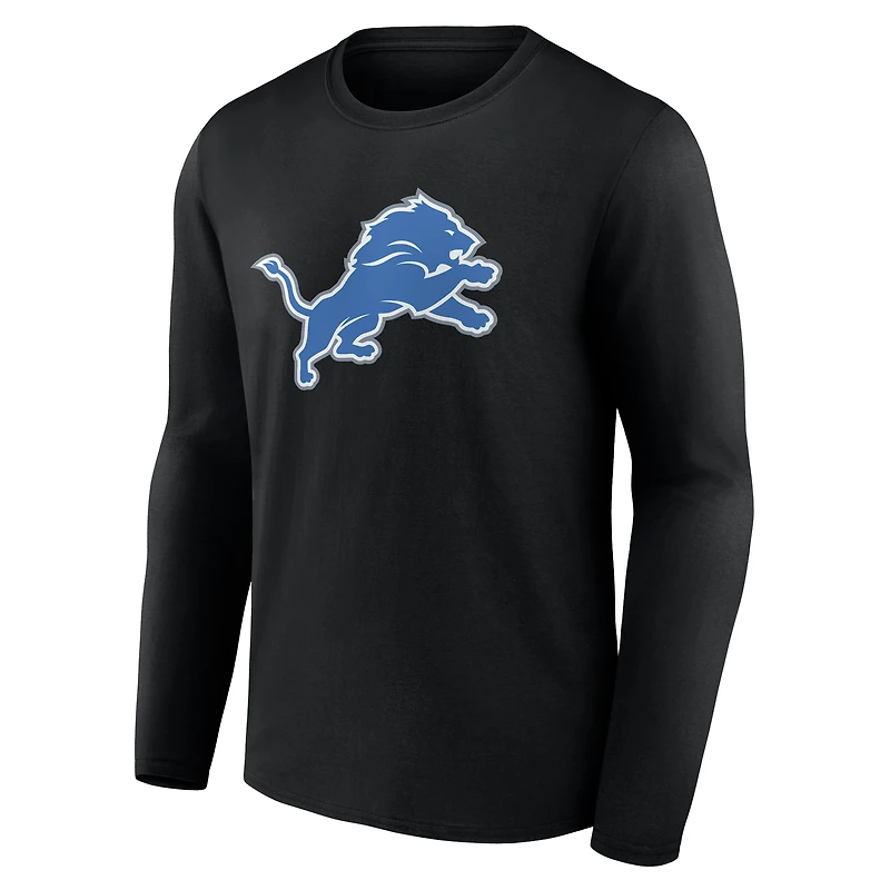 Men's Logo Athletic Black Detroit Lions Primary Long Sleeve T-Shirt