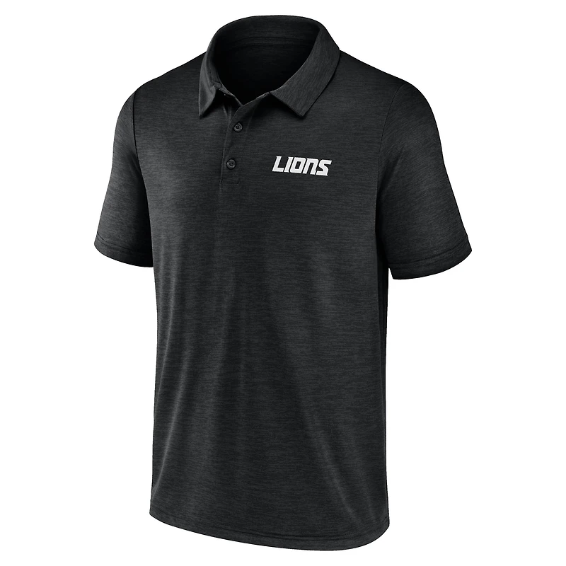 Men's Logo Athletic Black Detroit Lions Unstoppable Polo