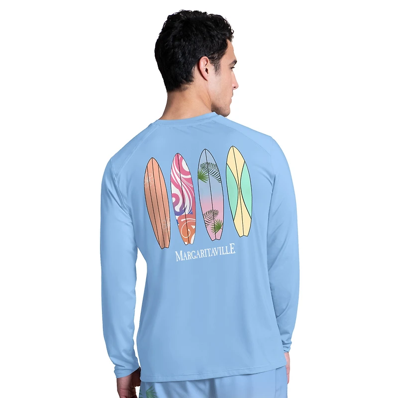 Men's Margaritaville Light Blue Detroit Lions Life's A Beach Long Sleeve Rashguard