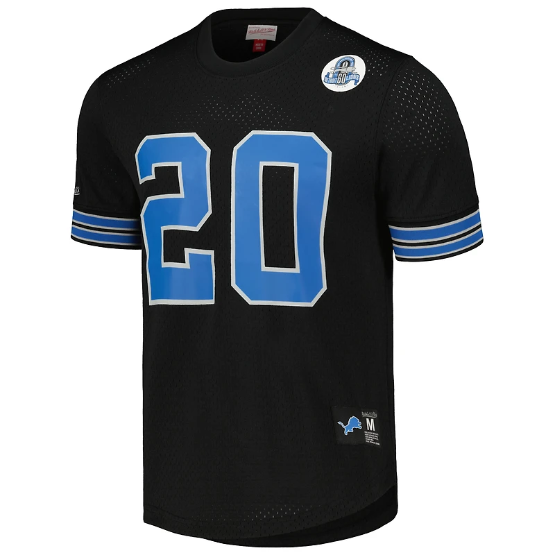Maillot Mitchell & Ness Barry Sanders noir pour homme, en maille, avec nom et numéro de joueur des Lions Detroit, taille grande