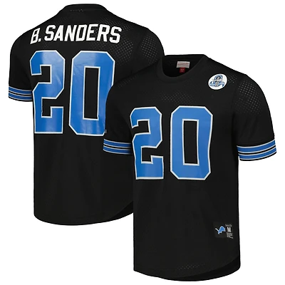 Maillot Mitchell & Ness Barry Sanders noir pour homme, en maille, avec nom et numéro de joueur des Lions Detroit, taille grande
