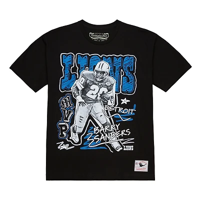 T-shirt noir à imprimé joueur Mitchell & Ness Barry Sanders des Lions de Detroit