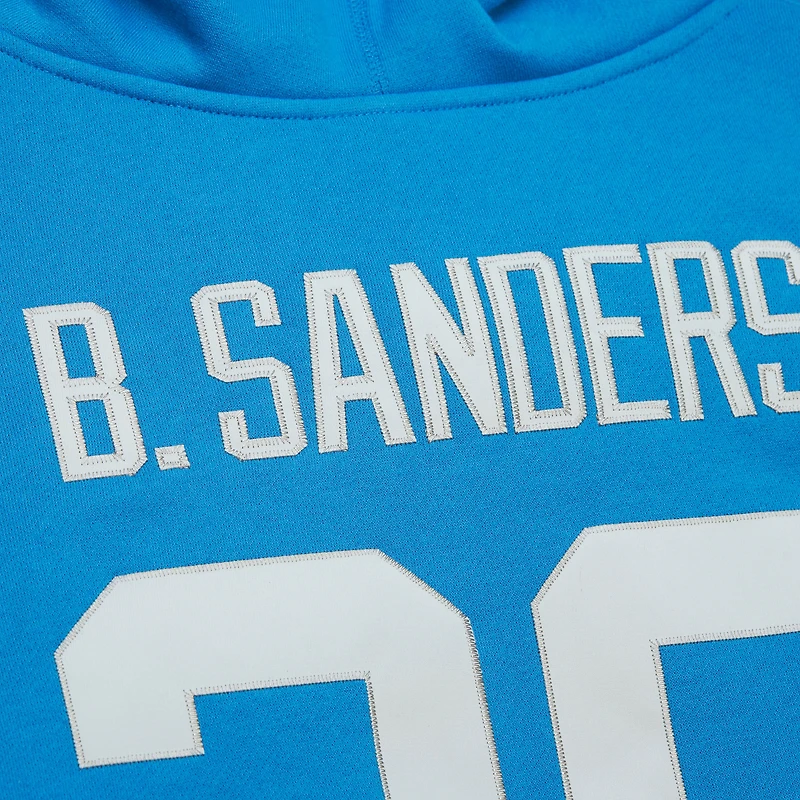 Men's Mitchell & Ness Barry Sanders Blue Detroit Lions Retired Player Name Number Pullover Hoodie